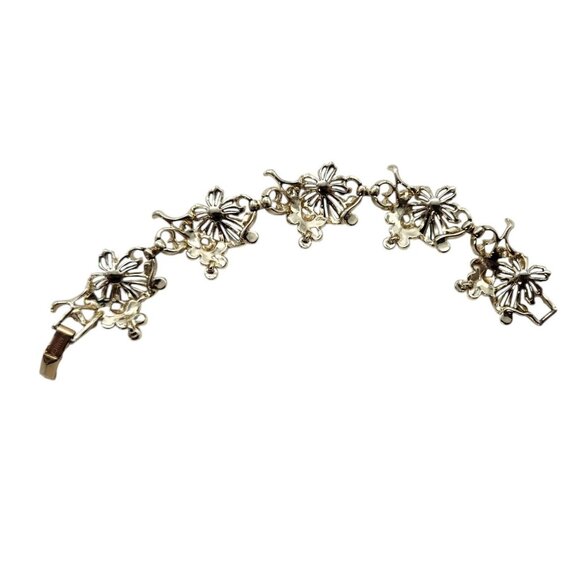 Vintage Sarah Coventry Bracelet Golden Grape Clusters and Black Flowers 7in. - Picture 6 of 6
